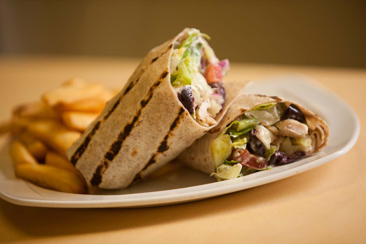 Grilled Vegetable Panini with fries