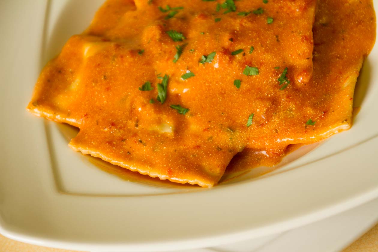 Cheese Ravioli in a rosette sauce